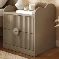 Calista 2 Drawer Ribbed Nightstand - Cream