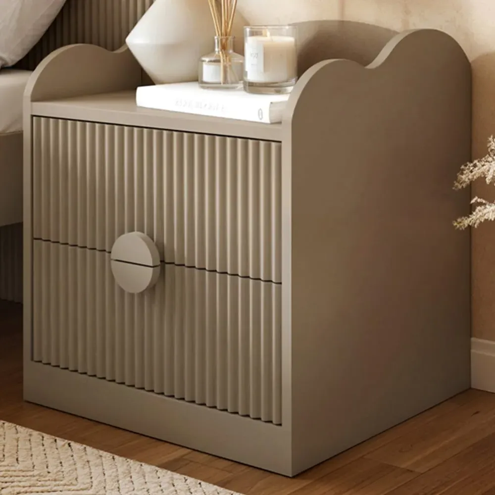 Calista 2 Drawer Ribbed Nightstand - Cream image