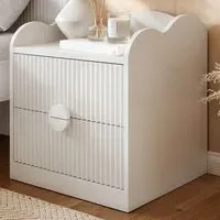 Calista 2 Drawer Ribbed Nightstand - White