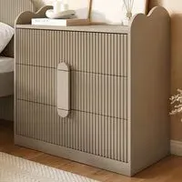 Calista 3 Drawer Ribbed Chest of Drawers - Dark Beige