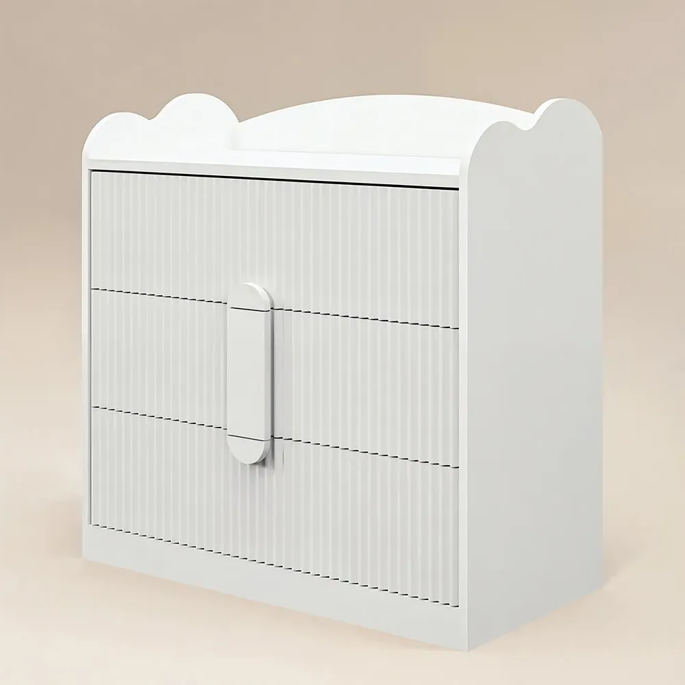 Calista 3 Drawer Ribbed Chest of Drawers - White
