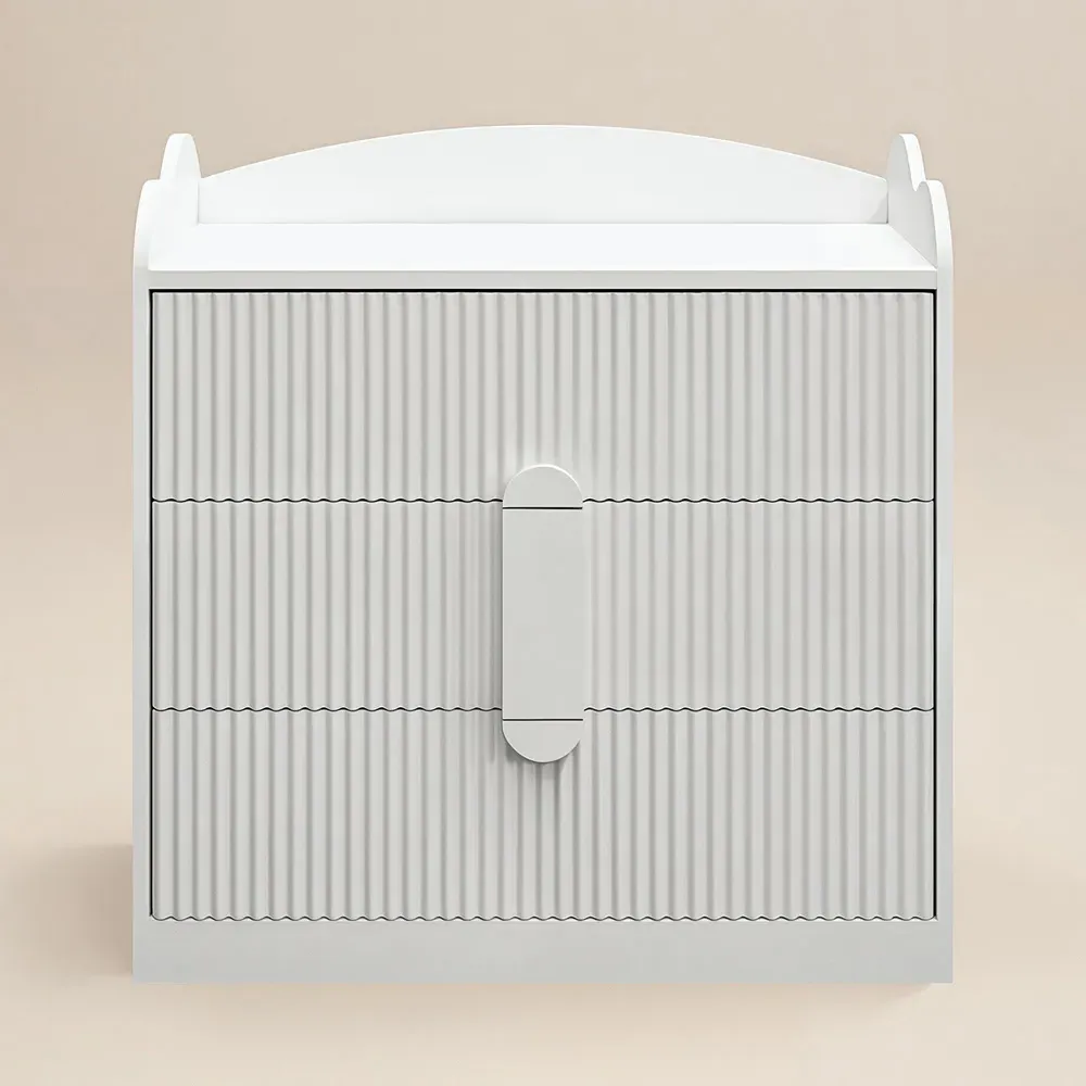 Calista 3 Drawer Ribbed Chest of Drawers - White
