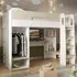 Coco High Sleeper Workstation with Wardrobe - White, Oak