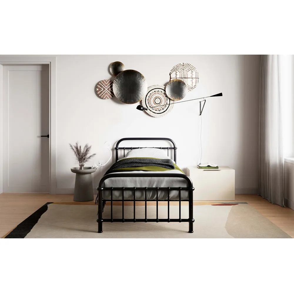 Compton Single Bed Frame - Black, Metal