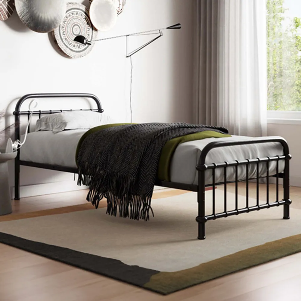 Compton Single Bed Frame - Black, Metal image
