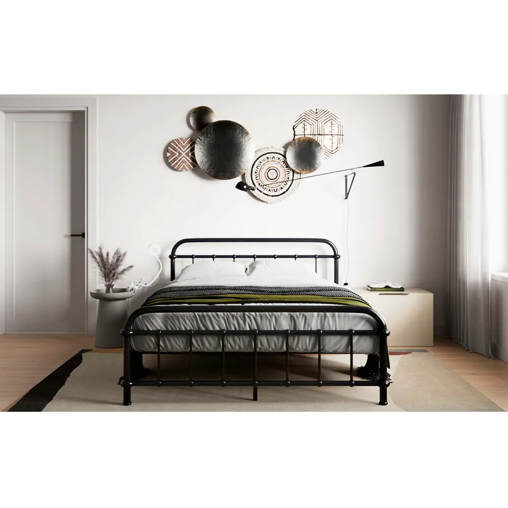 Compton Small Double Bed Frame - Black, Metal