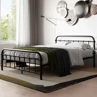 Compton Small Double Bed Frame - Black, Metal