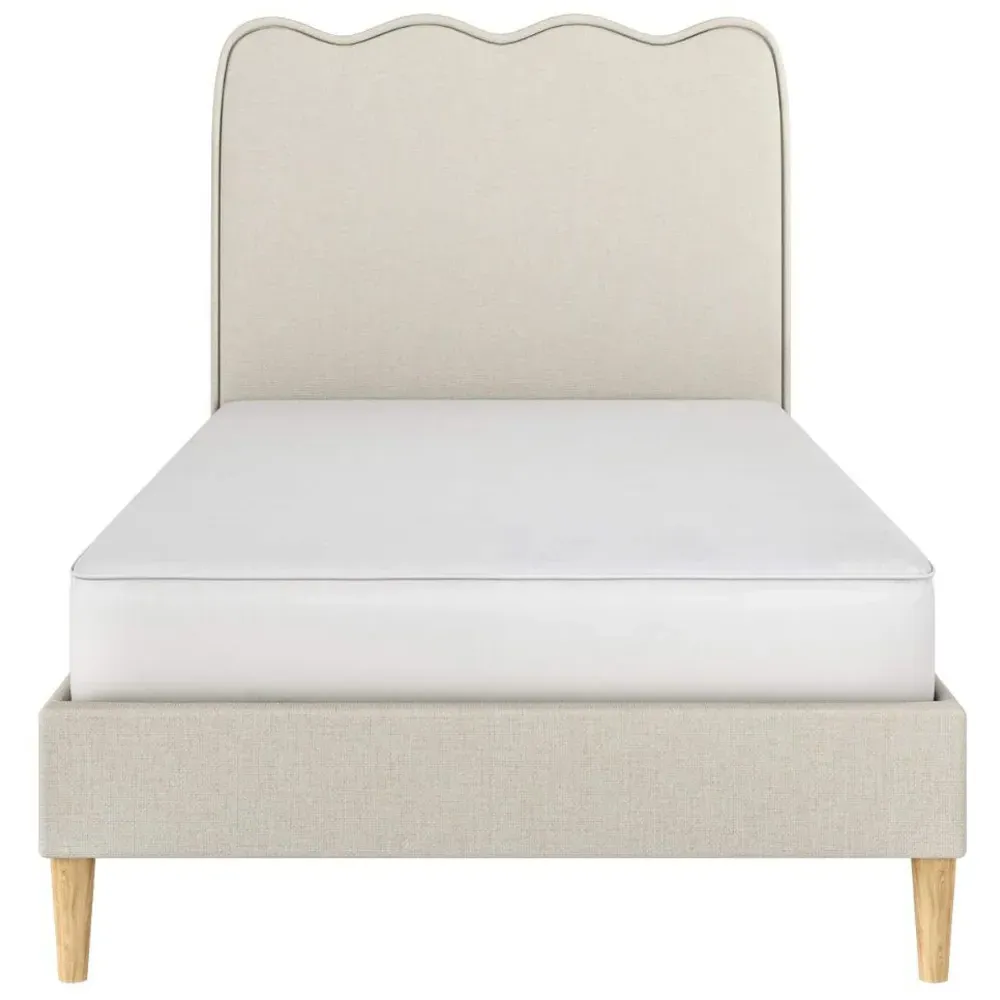 Ellis Single Cloud Headboard Bed - Beige, Woven Fabric