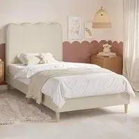 Ellis Single Cloud Headboard Bed - Beige, Woven Fabric