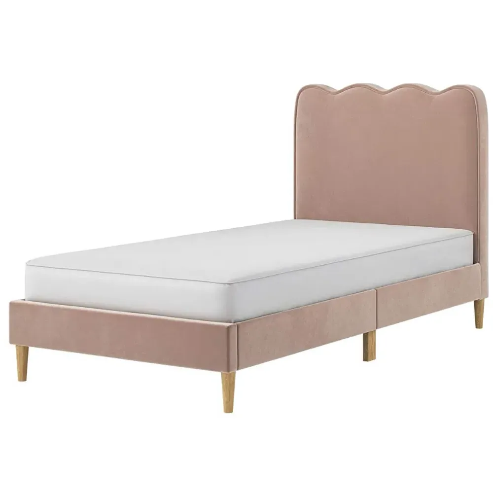 Ellis Single Cloud Headboard Bed - Pink, Velvet