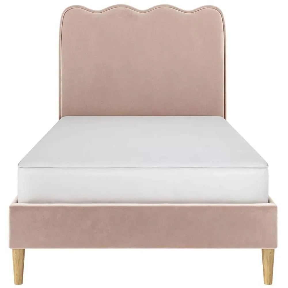 Ellis Single Cloud Headboard Bed - Pink, Velvet