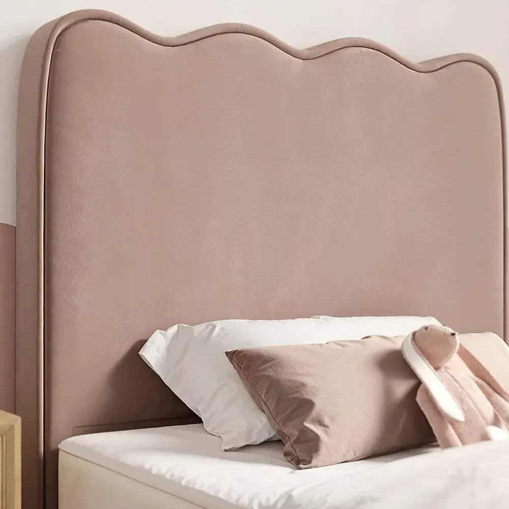 Ellis Single Cloud Headboard Bed - Pink, Velvet