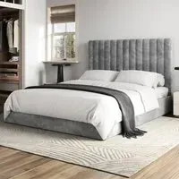 Everley Double Ottoman Bed with Storage - Grey, Fabric