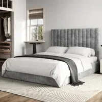 Everley King Size Ottoman Bed with Storage - Grey, Fabric