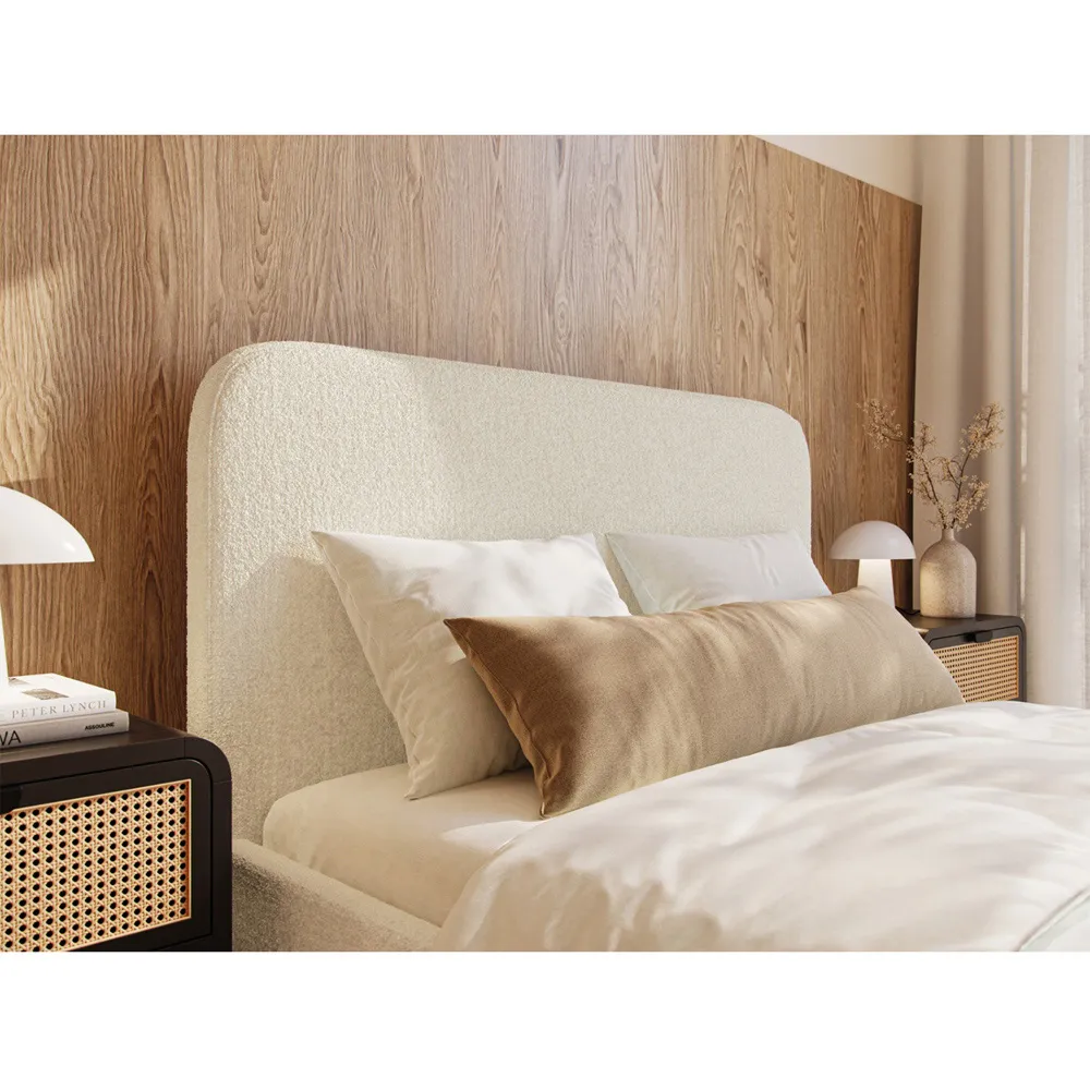 Flair Twilight King Size Bed Frame - Cream, Boucle Fabric