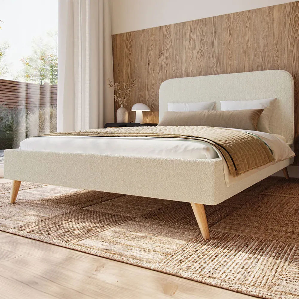Flair Twilight King Size Bed Frame - Cream, Boucle Fabric image