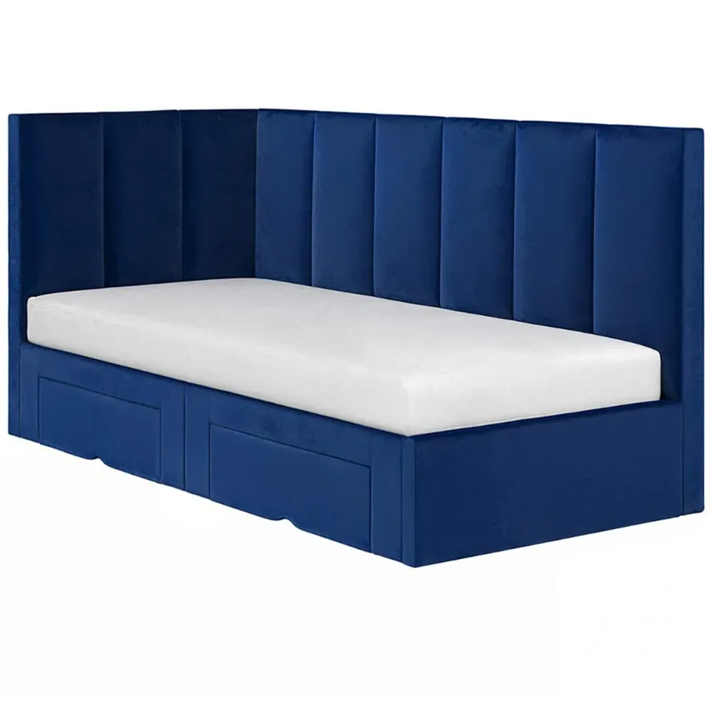 Harley Bed Frame with 2 Drawers - Blue, Velvet