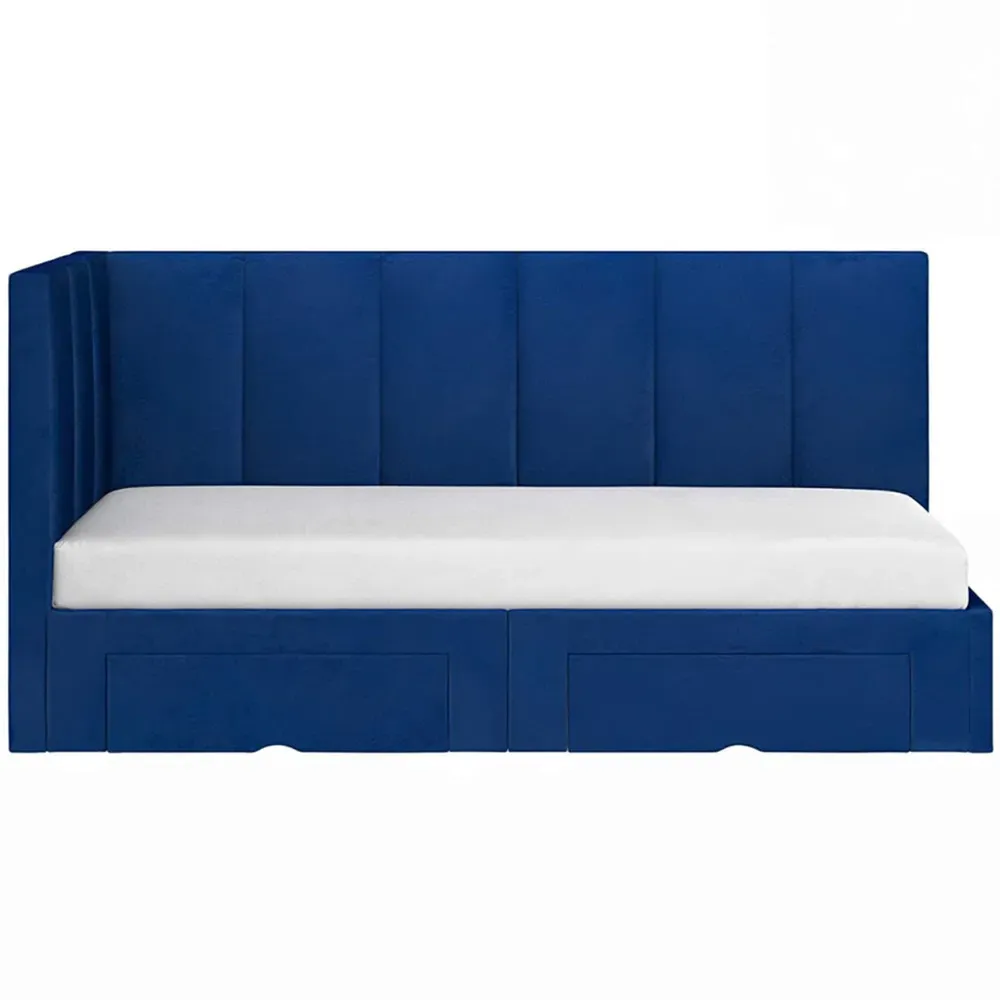 Harley Bed Frame with 2 Drawers - Blue, Velvet