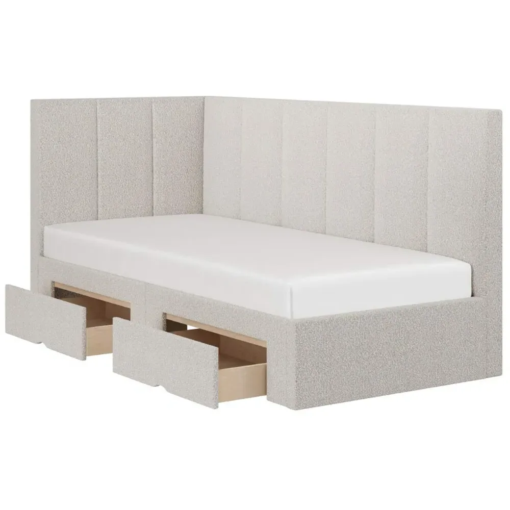 Harley Bed Frame with 2 Drawers - Cream, Boucle