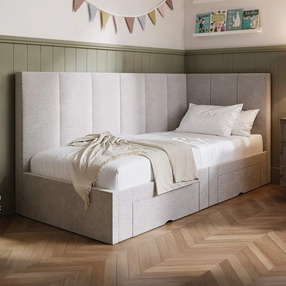 Harley Bed Frame with 2 Drawers - Cream, Boucle