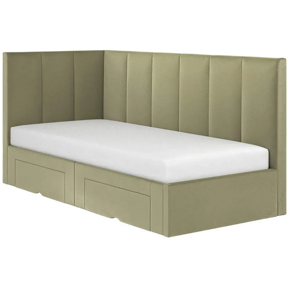 Harley Bed Frame with 2 Drawers - Green, Velvet