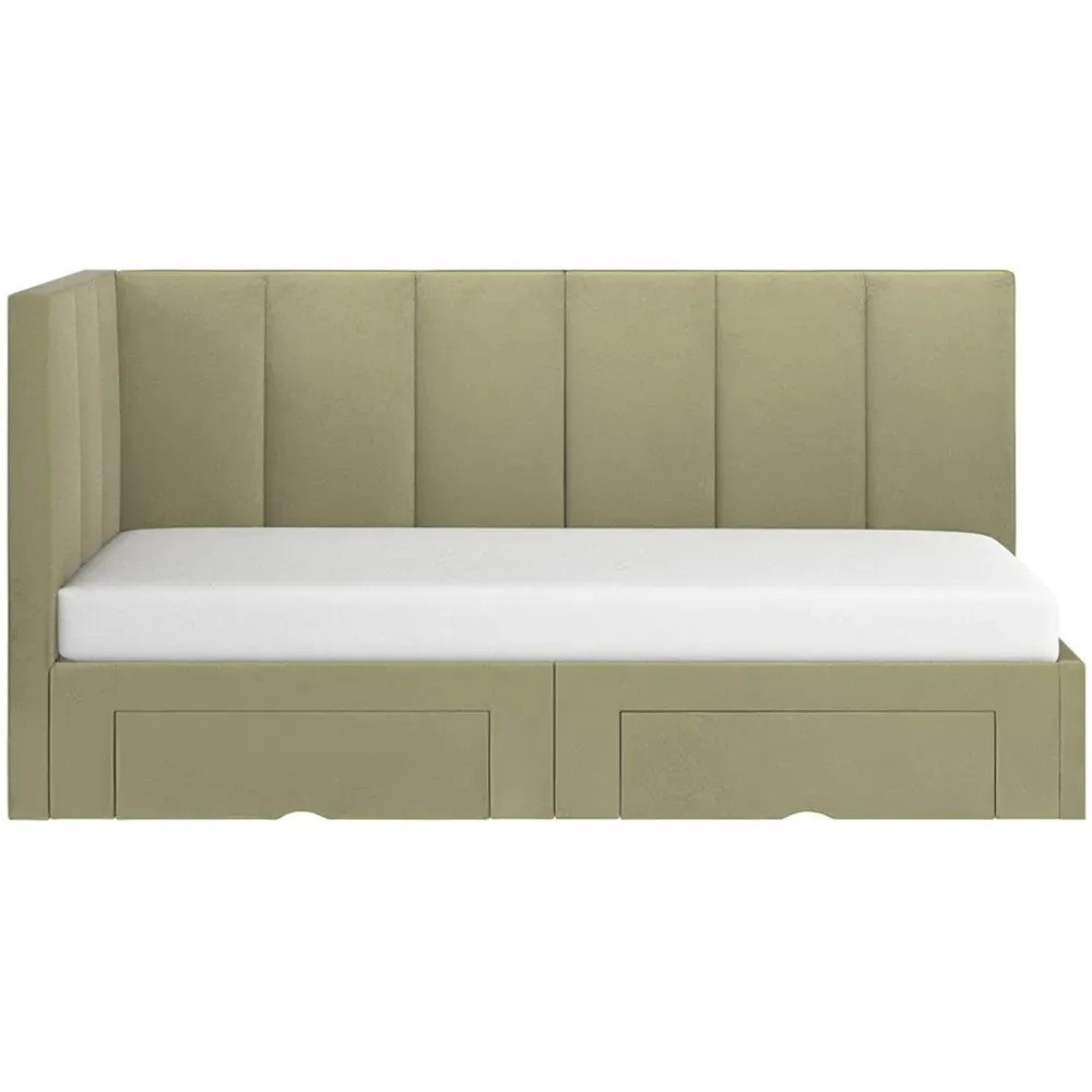 Harley Bed Frame with 2 Drawers - Green, Velvet