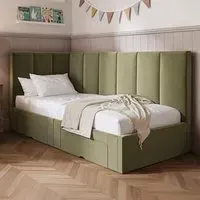 Harley Bed Frame with 2 Drawers - Green, Velvet