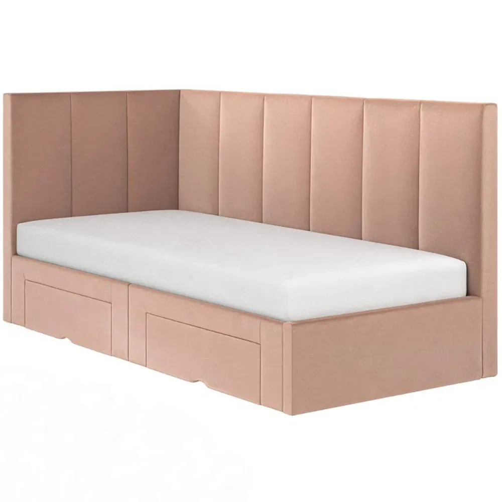 Harley Bed Frame with 2 Drawers - Pink, Velvet