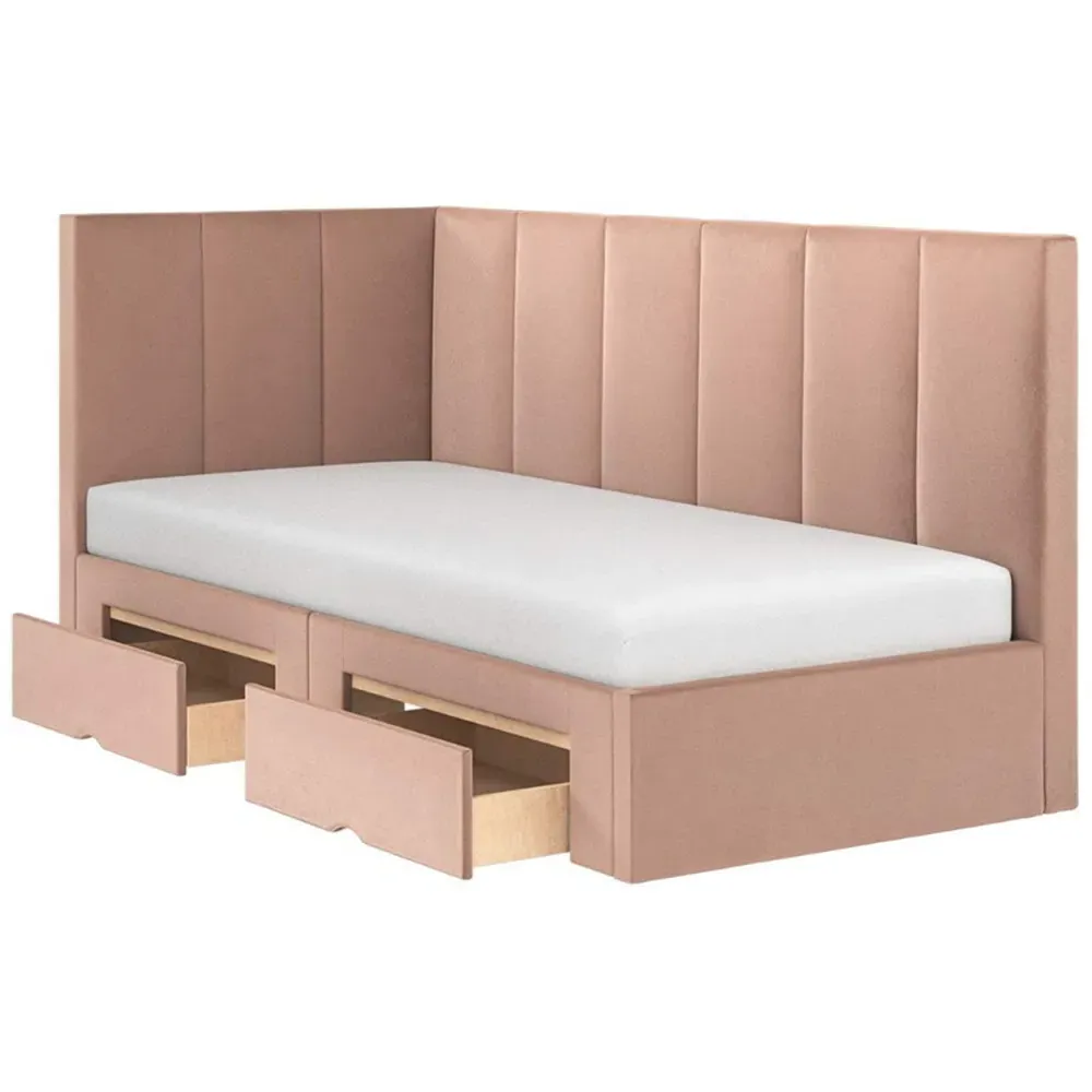 Harley Bed Frame with 2 Drawers - Pink, Velvet