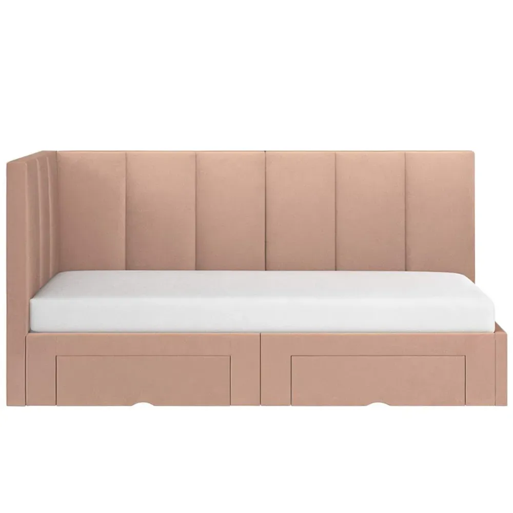 Harley Bed Frame with 2 Drawers - Pink, Velvet