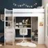Harper Single High Sleeper Bed with Desk and Storage - White