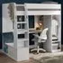 Harry Single High Sleeper Bed with Desk and Storage - White