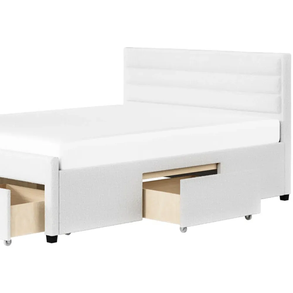 Heybrook Double Bed with 4 Drawers - Cream, Boucle