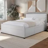Heybrook Double Bed with 4 Drawers - Cream, Boucle