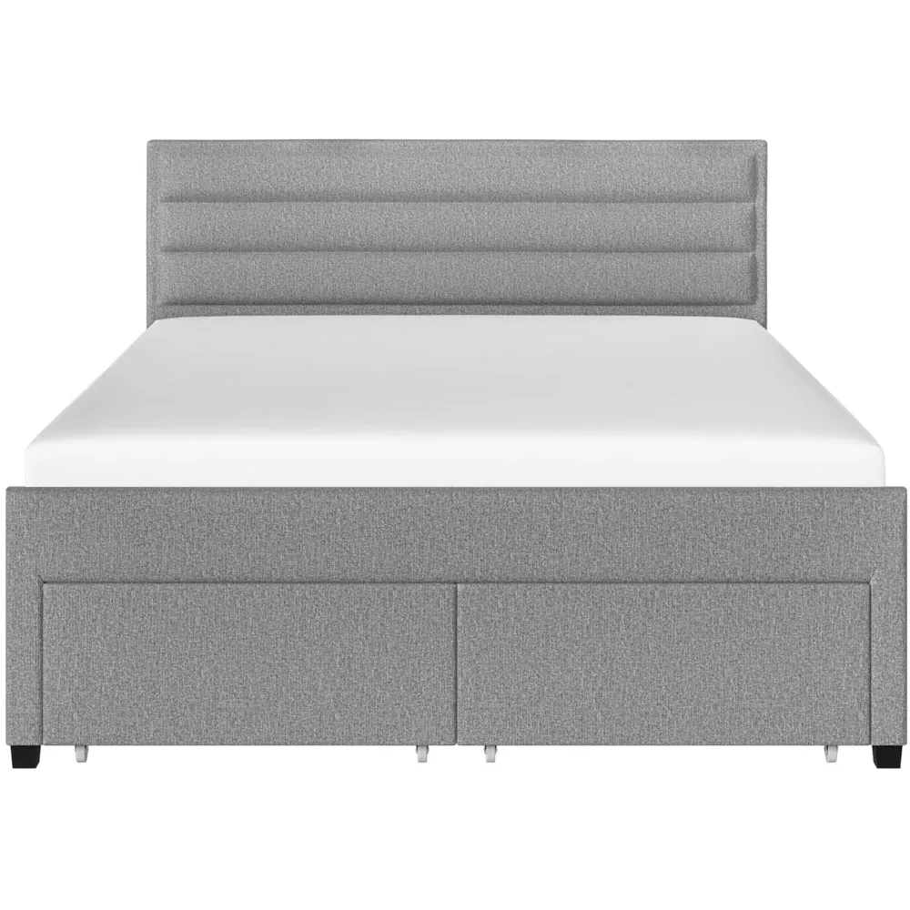 Heybrook Double Bed with 4 Drawers - Grey, Linen