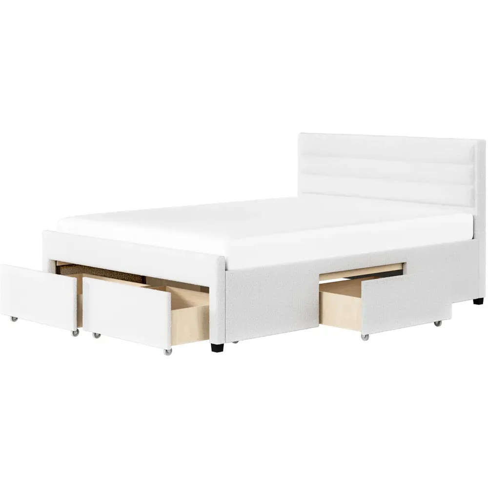 Heybrook King Size Bed with 4 Drawers - Cream, Boucle