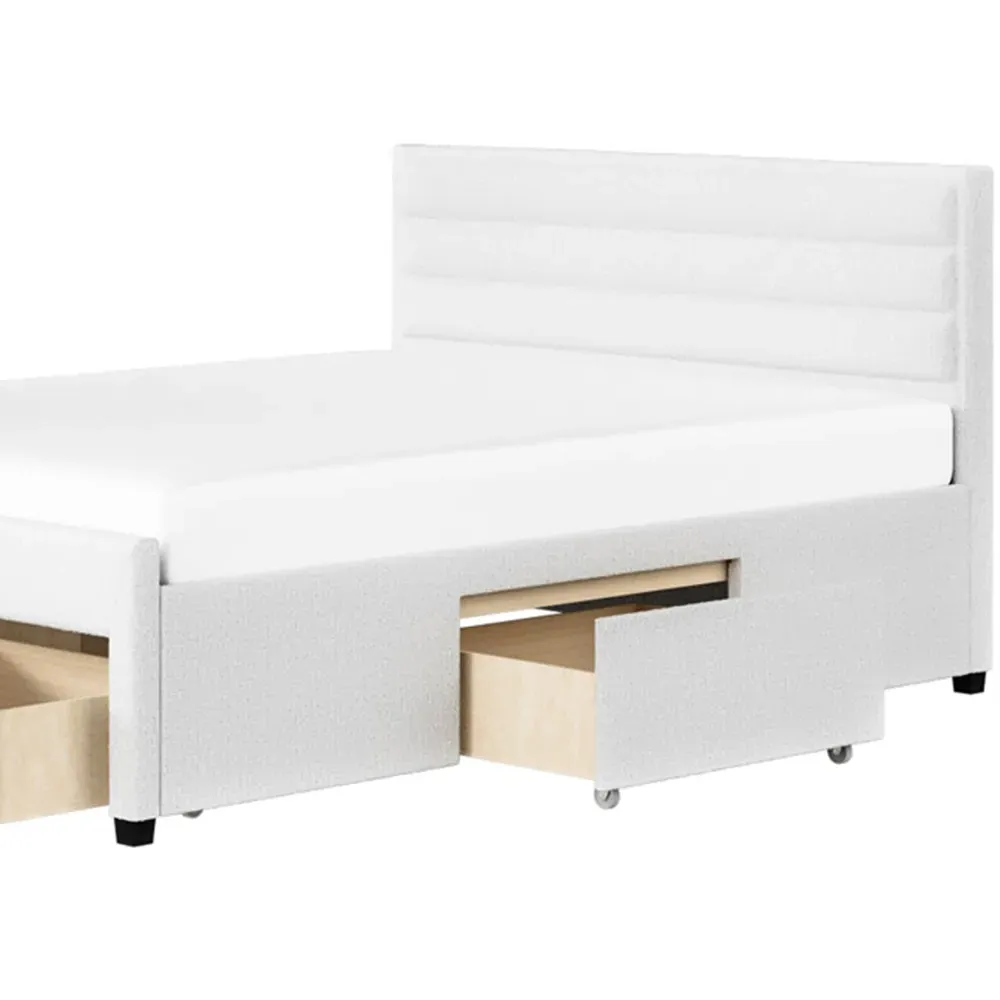 Heybrook King Size Bed with 4 Drawers - Cream, Boucle