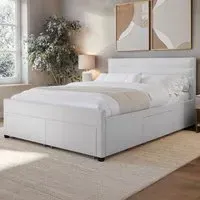 Heybrook King Size Bed with 4 Drawers - Cream, Boucle