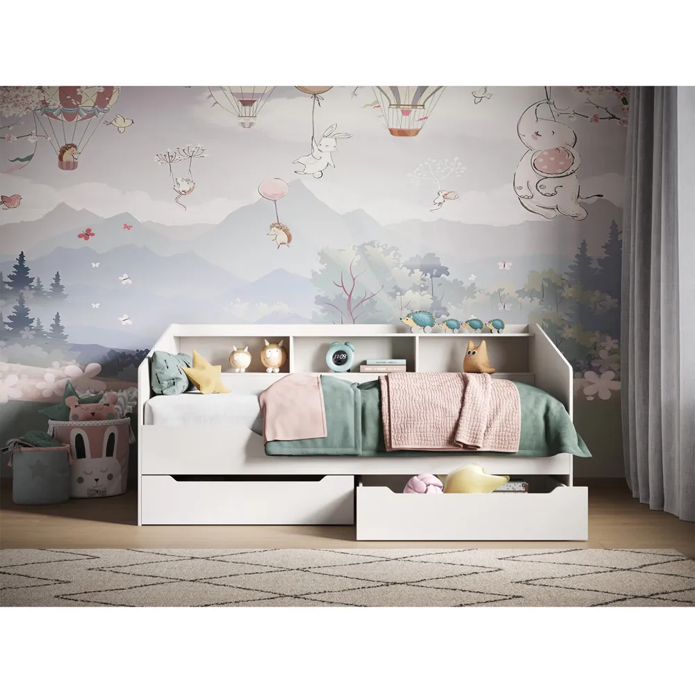 Leni Single Day Bed with Storage - White