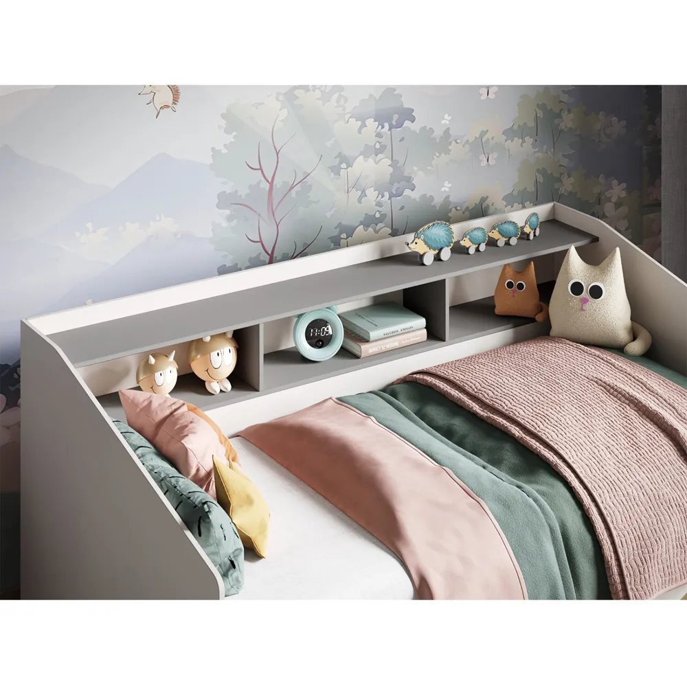 Leni Single Day Bed with Storage - White, Grey