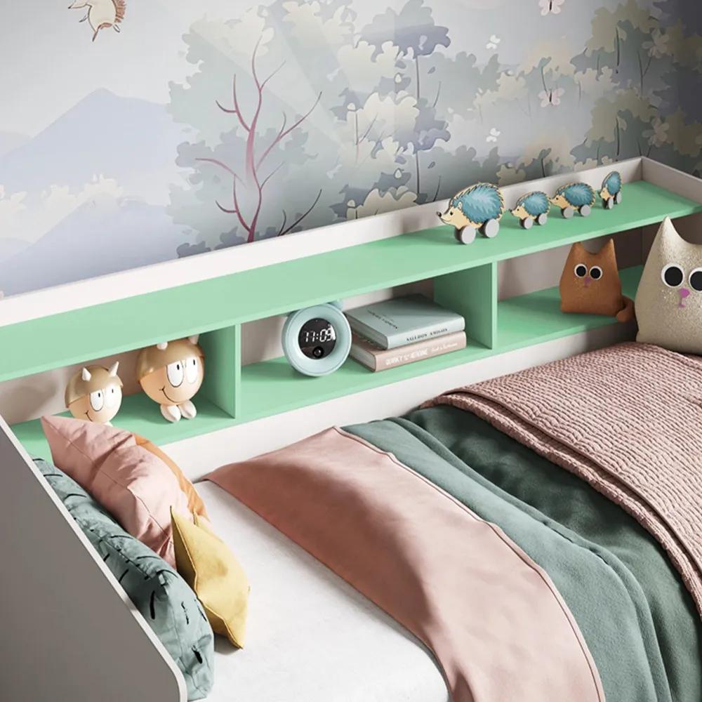 Leni Single Day Bed with Storage - White, Mint