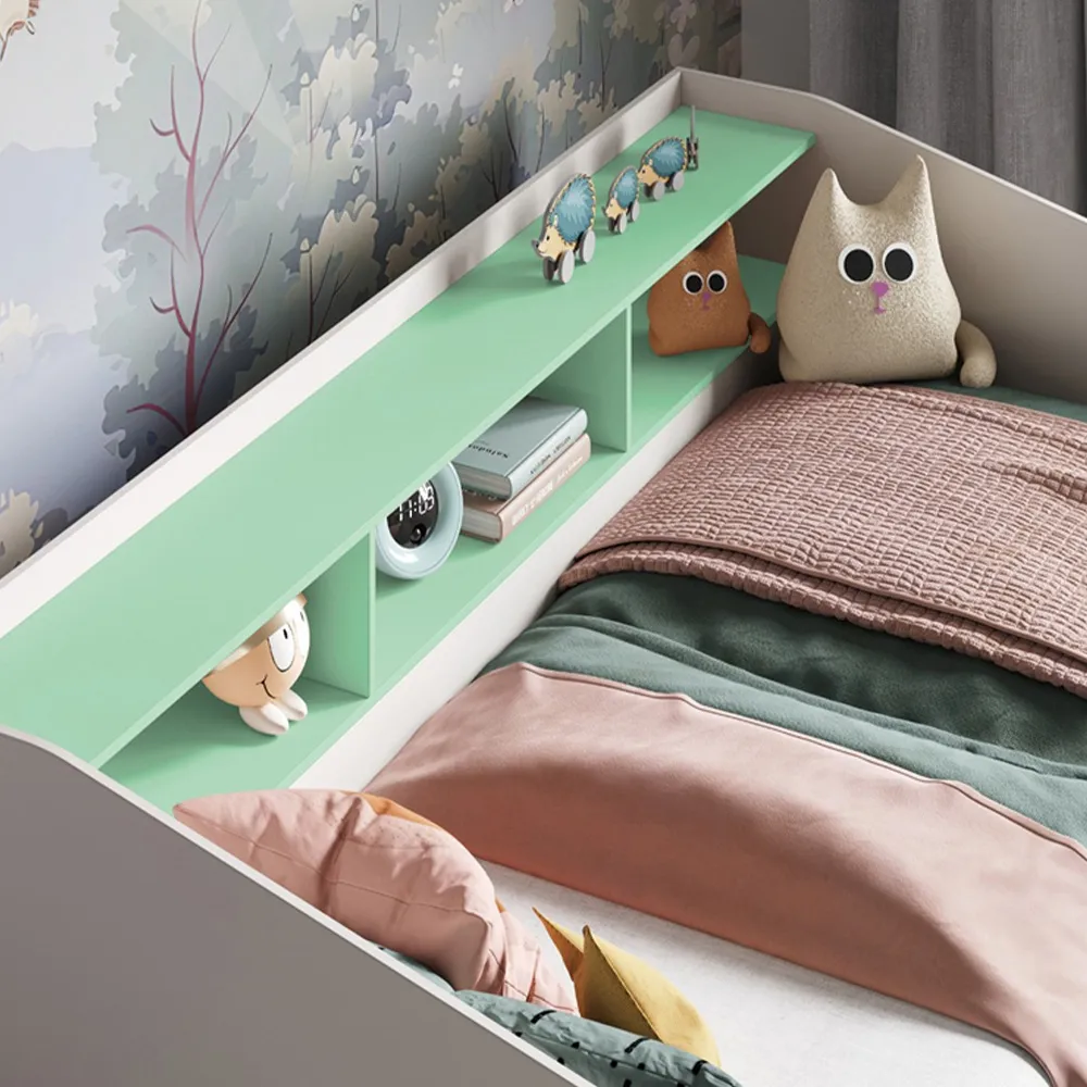 Leni Single Day Bed with Storage - White, Mint