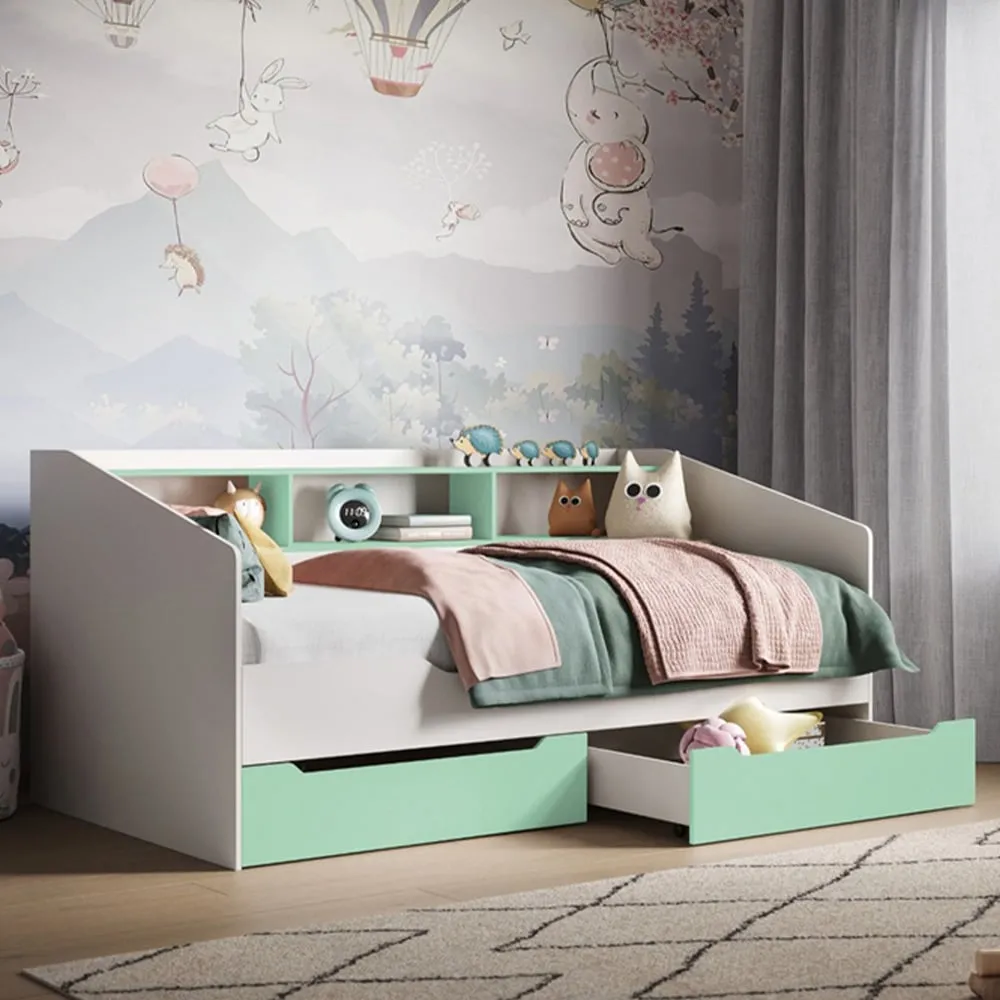 Leni Single Day Bed with Storage - White, Mint image