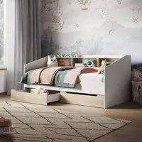 Leni Single Day Bed with Storage - White, Oak