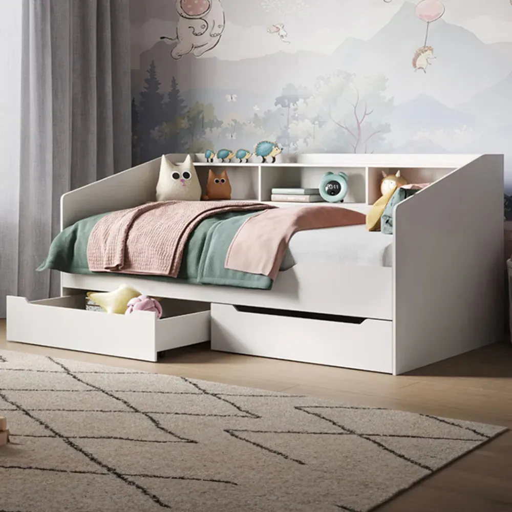 Leni Single Day Bed with Storage - White
