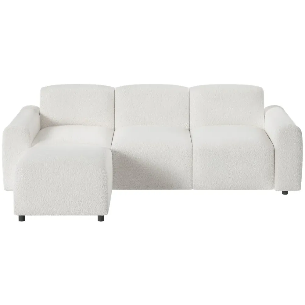 Manon 3-Seater Corner Sofa with Footstool - Cream, Boucle