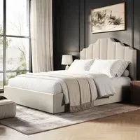 Margot Double Ottoman Bed with Storage - Beige, Fabric