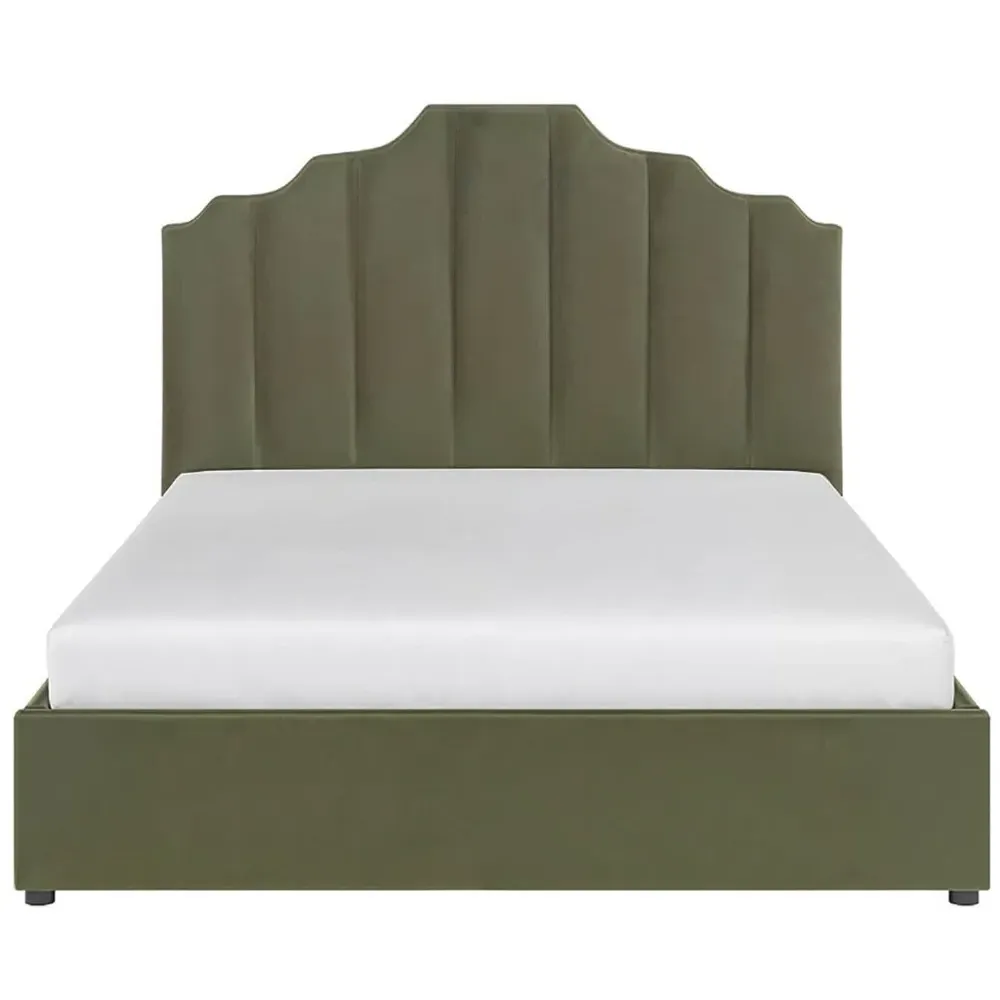 Margot Double Ottoman Bed with Storage - Green, Velvet