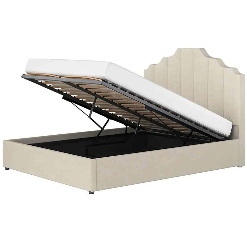 Margot King Size Ottoman Bed with Storage - Beige, Fabric