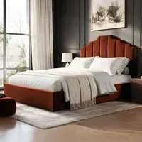 Margot King Size Ottoman Bed with Storage - Orange, Velvet